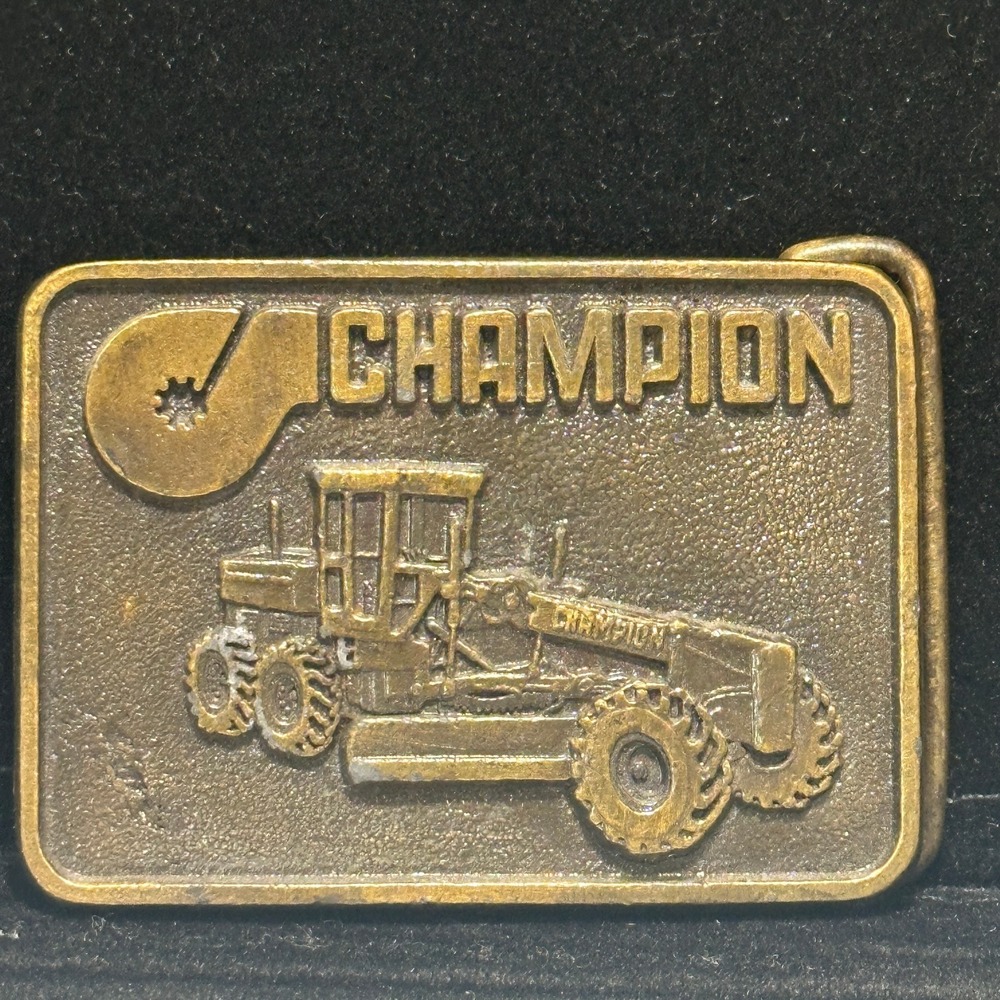 Vintage Champion Motor Grader Belt Buckle Road Heavy Equipment Construction JH